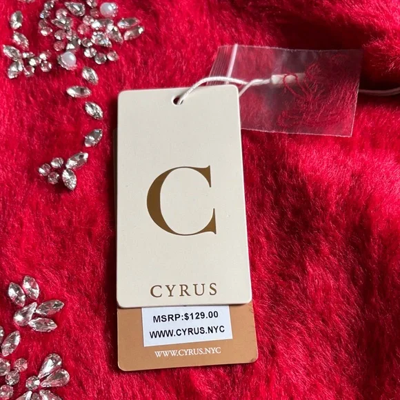 Cyrus Red Embellished Teddy Jacket Size small New with tag - Picture 4 of 8